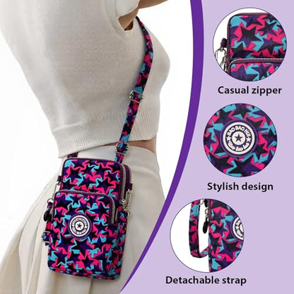Mini Crossbody Sling Bag, Cell Phone Purse, Travel Pouch Shoulder Bag with Adjustable Strap, Lightweight Organizer Pouch - color: Red Blue