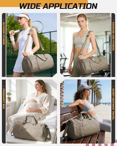 WISEPACK Gym Bag for Women with Shoe Compartment Travel Duffel Bag Brown - color: I1-Dark Brown