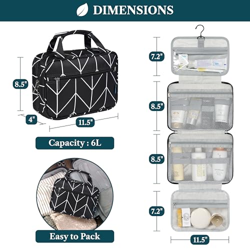 PAVILIA Hanging Toiletry Bag for Women, Makeup Organizer, Chevron Black - color: Black Chevron
