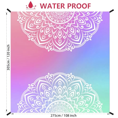 WIWIGO Beach Blanket Mat Waterproof Sandproof for 2-8 Adults Quick Drying - color: Bluepink, size: 120" X 108"（1-8person）
