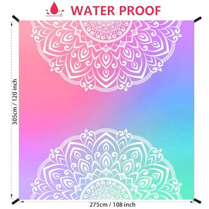 WIWIGO Beach Blanket Mat Waterproof Sandproof for 2-8 Adults Quick Drying - color: Bluepink, size: 120" X 108"（1-8person）