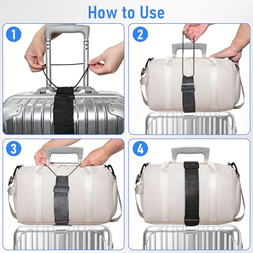 2 Pack Luggage Straps Elastic Strap for Suitcases Adjustable(Black)