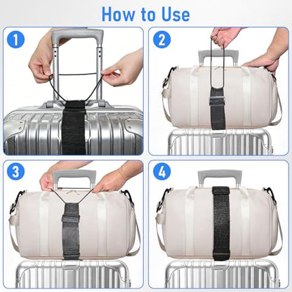 2 Pack Luggage Straps Elastic Strap for Suitcases Adjustable(Black)