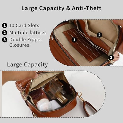 Leather Crossbody Bag for Women,Anti-Theft Messenger Bag with Large Capacity,Built-in Purse Card Slots Shoulder Sling Bag - color: Light Blue