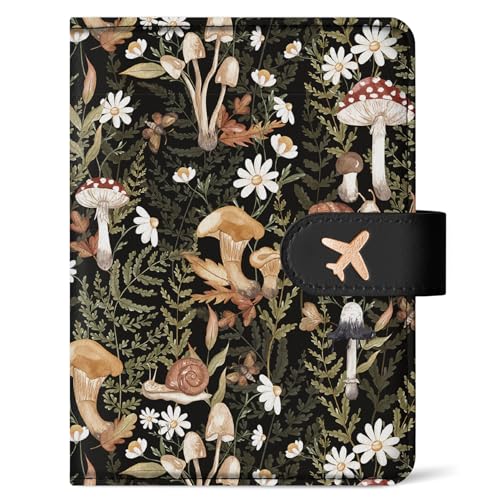 Passport Holder for Travel, RFID Blocking Wallet with Magnetic Closure - color: K-Mushroom