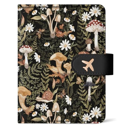 Passport Holder for Travel, RFID Blocking Wallet with Magnetic Closure - color: K-Mushroom