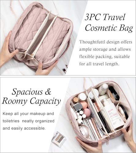 Travel Makeup Bag, Large Capacity Puffy Toiletry & Cosmetic Bag for Women - color: Off-White, size: large