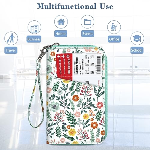 FINTIE Family Passport Holder Wallet Travel Document Organizer Clutch Bag - color: Spring