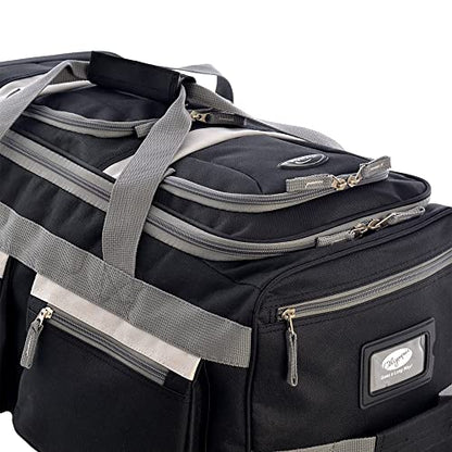 Olympia U.S.A. 29 inch Jumbo Size 8 Pockets Wheeled Rolling Duffel Bag Water Resistant Luggage Lightweight Travel Suitcase with Retractable Handle - color: Black, size: 29 inch