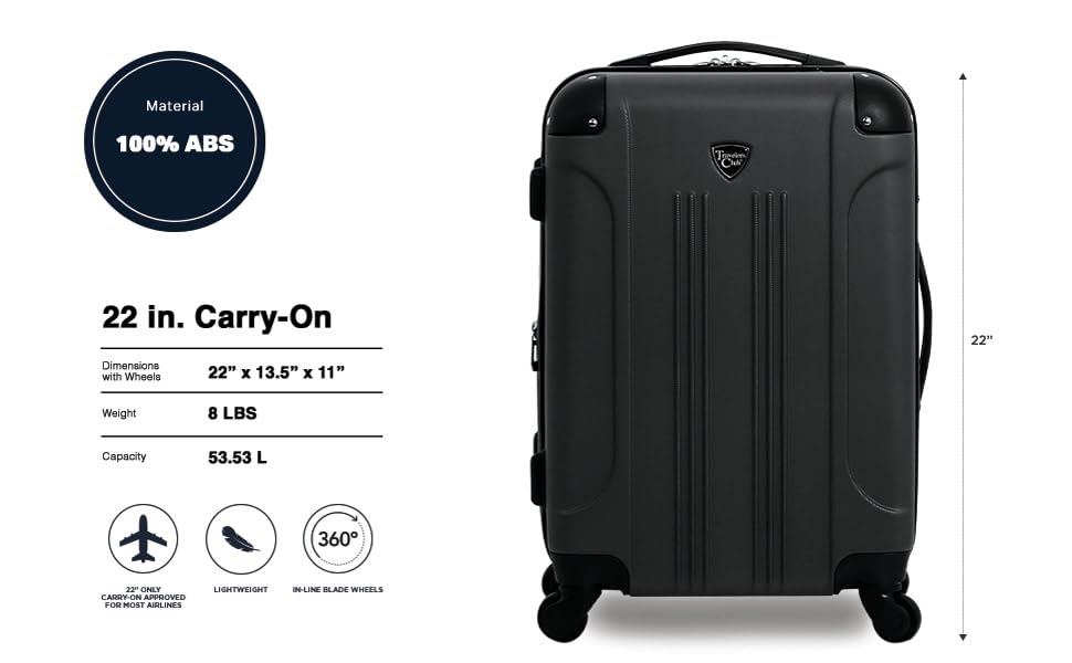 Travelers Club Chicago Hardside Expandable Spinner Luggage, Black, 22" Carry-On - color: Black, size: 1-Piece (22" Carry-On)
