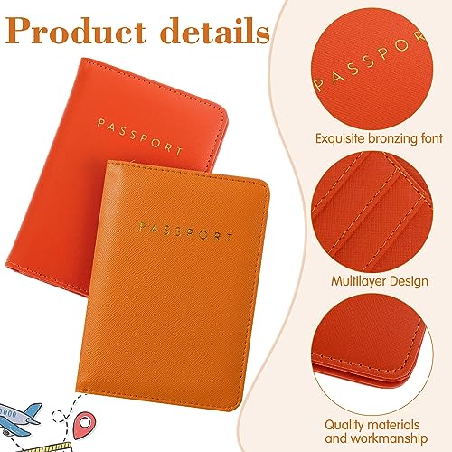 Frienda 2 Pcs Passport Holder Covers Waterproof Leather - color: Yellow, Orange