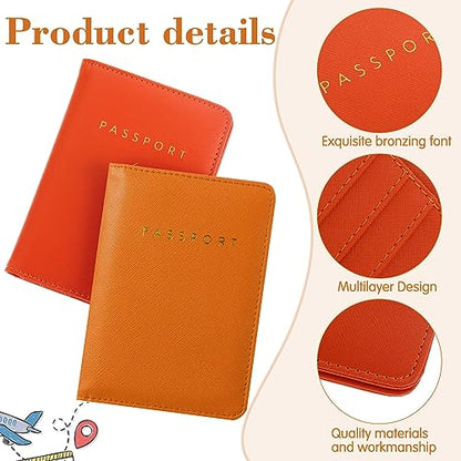 Frienda 2 Pcs Passport Holder Covers Waterproof Leather - color: Yellow, Orange