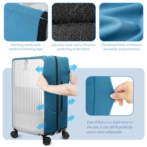 Transparent PVC Suitcase Cover, No Disassembly Required Clear Luggage Protector Suitcase Cover - color: Blue, size: 20