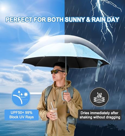 QWB Inverted Umbrella with Auto Open Close Windproof Compact Travel - color: UV-Beige, size: 46 IN