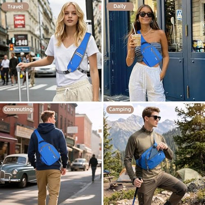 Crossbody Sling Bag, RFID Travel Hiking Sling Backpack, Compact EDC Bag - color: Blue