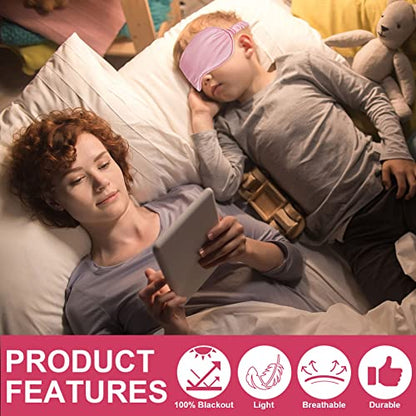 IEKEODI 2 Pack Silk Sleep Masks, Light Blocking Eye Masks, Black & Pink - color: Black+pink