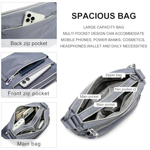 ETidy Casual Nylon Shoulder Bag For Women - color: Light Grey Upgrade