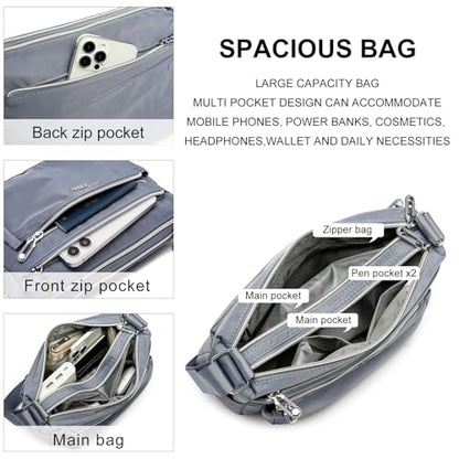 ETidy Casual Nylon Shoulder Bag For Women - color: Light Grey Upgrade