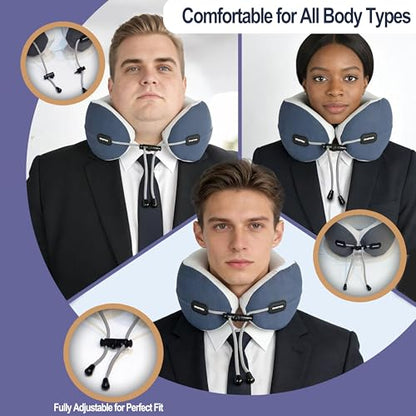 Travel Neck Pillow, Memory Foam Airplane Pillow for Long Flights - color: Blue