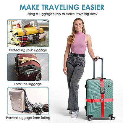 Travel Inspira TSA Accepted Long Luggage Cross Straps for Suitcases - color: Cross Red