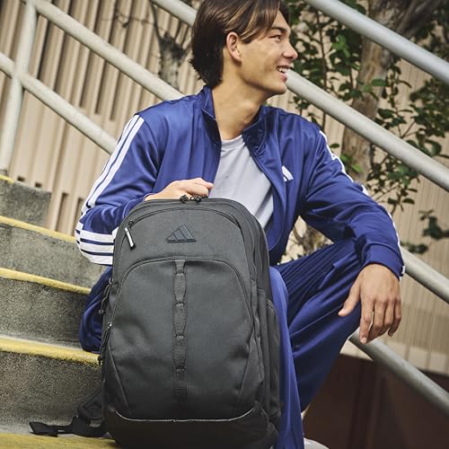 adidas Prime School Backpack 37L | Padded 17-In. Laptop Sleeve, Water-Bottle Pockets, LoadSpring Carry, Rolls With Your Suitcase, School Gym & Travel Ready - color: Olive Strata Green/Impact Orange/7a