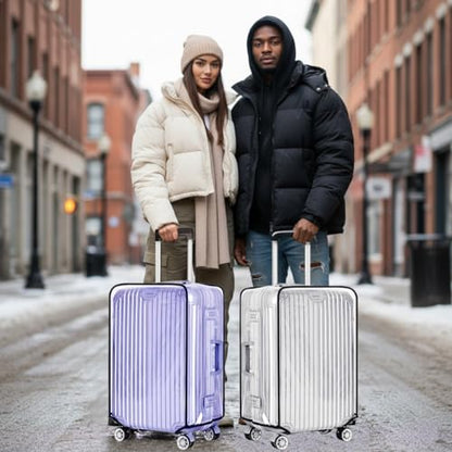 24 Inch PVC Clear Suitcase Cover (Black Trim) - size: 24"