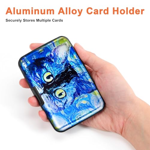 Mayski Credit Card Holder for Women RFID Blocking Wallet, Blue Cat - color: Blue Cat