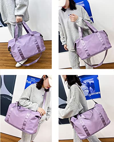 Expandable Travel Duffle Bag Weekender Carry on Bag for Women, Purple - color: Purple