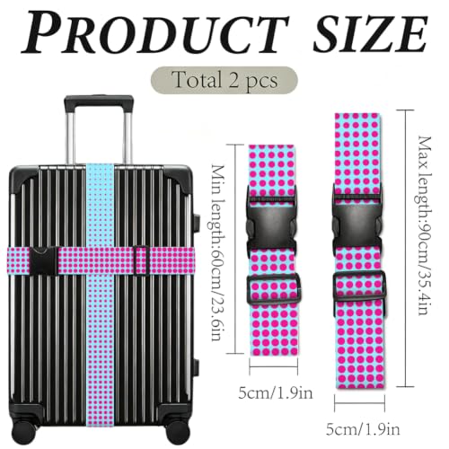 2Pcs Polka Dot Luggage Straps Colorful for Suitcases 23.6"-35.4" - color: Polka Dot