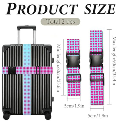 2Pcs Polka Dot Luggage Straps Colorful for Suitcases 23.6"-35.4" - color: Polka Dot