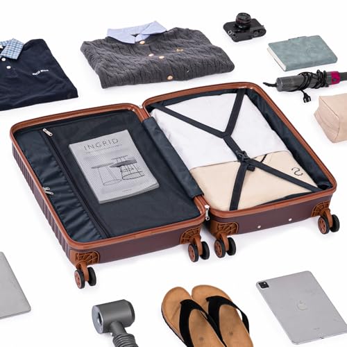 Cobens Luggage Sets 5 Piece, Suitcases with Wheels, 20"/24"/28",Burgundy - color: Red, size: 5 Piece Sets (20/24/28/DB/TB)