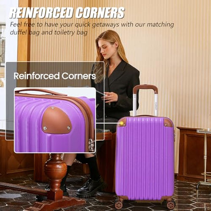 Cosbarn Luggage Sets, Lightweight Durable Hardshell, 5 piece Suitcase Sets - color: BrightPurple