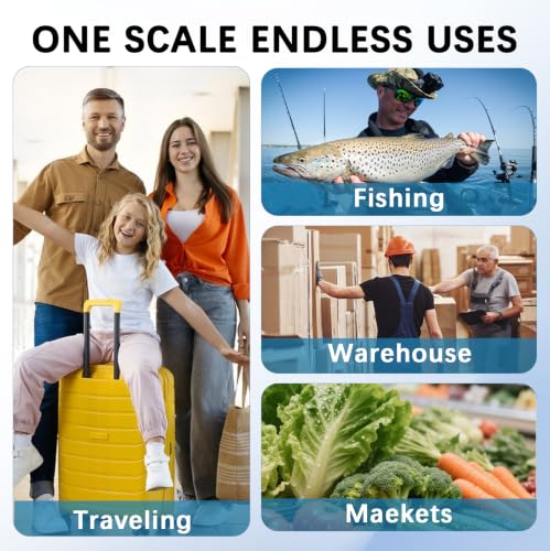 Luggage Weight Scale with Hook, 2PC Hanging Scale for Fish Travel, 80 Lbs - color: White & Black
