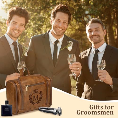 Useful Christmas Birthday Gift for Men Unique Leather Toiletry Bag Q - color: Tawny, style: Q