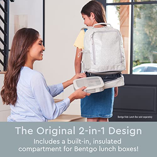 Bentgo Kids 2-in-1 Backpack & Insulated Lunch Bag with Padded Straps - color: Glitter Edition - Silver, size: Kids Large
