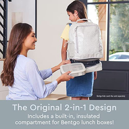 Bentgo Kids 2-in-1 Backpack & Insulated Lunch Bag with Padded Straps - color: Glitter Edition - Silver, size: Kids Large