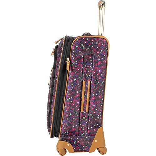 Steve Madden Designer Luggage Collection - Expandable 28 Inch Softside Bag for Men & Women - Durable Lightweight Checked Suitcase with 4-Rolling Spinner Wheels (Dark Purple) - color: Dark Purple