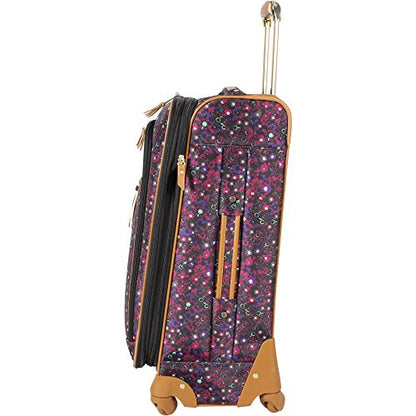 Steve Madden Designer Luggage Collection - Expandable 28 Inch Softside Bag for Men & Women - Durable Lightweight Checked Suitcase with 4-Rolling Spinner Wheels (Dark Purple) - color: Dark Purple