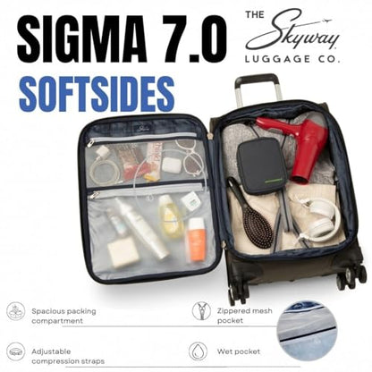 Skyway Sigma 7.0 Softside Expandable Spinner Suitcase with Wheels, Carry-on Luggage, Pine, 20-inch - color: Pine, size: Carry-on 20-Inch