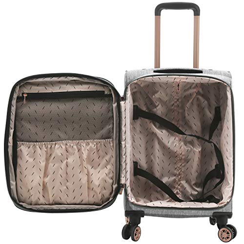 kensie Hudson Softside 3-Piece Spinner Luggage Set, Heather Gray - color: Heather Gray