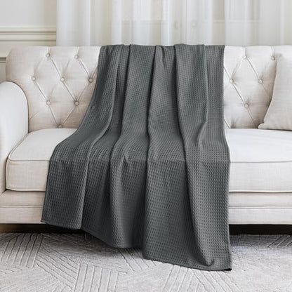 Amazon Basics Waffle 100% Viscose from Bamboo Blanket, Queen, Dark Gray - color: Dark Gray, size: Queen
