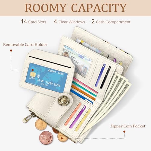 Icycay Cat Small Wallet Women RFID Blocking Bifold Cute Credit Card Holder - color: Cat Plant