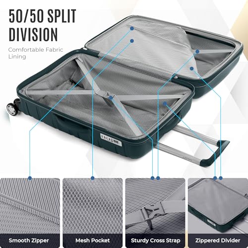 Gabbiano Unbreakable Hardshell PP Luggage Set Extra Large with 8 Wheels Thick Shell Multi Layer PP (Teal, Large Checked 30 Inch) - color: Teal, size: Large Checked 30 Inch