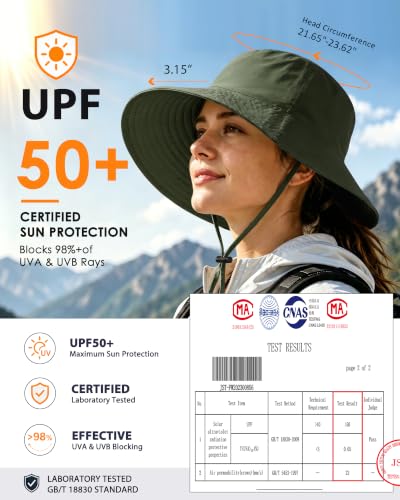 Water-Resistant UPF 50+ Sun Bucket Hat Packable Brimmed for Women Men - color: Army Green