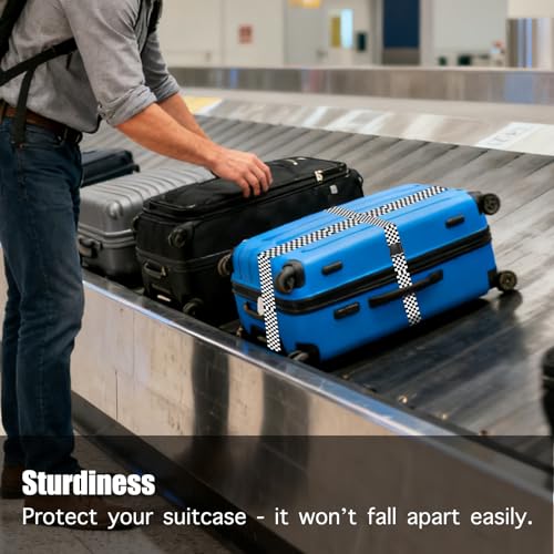 Nuxovilar Luggage Straps of 2 Set Black and White Checkerboard 1.96x70.86in - color: YCC01250, size: 1.96"x70.86"