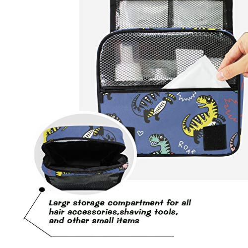 senya Hanging Travel Toiletry Bag Kit Boys Makeup Case Cosmetics Organizer for Men Women (Dinosaur Navy) - color: Dinosaur Navy