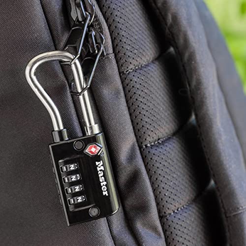 Master Lock Padlock, Set Your Own Combination TSA Accepted Luggage Lock, 1-5/16 in. Wide, 4696D, Black - size: 1 Pack