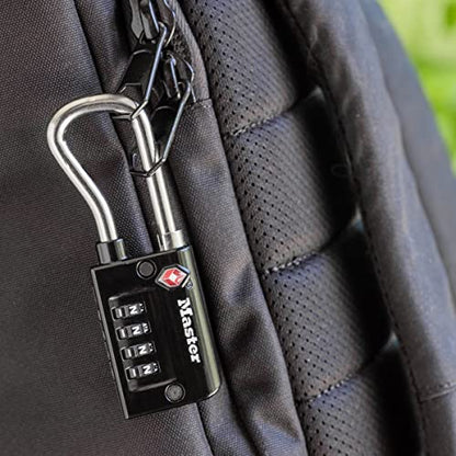 Master Lock Padlock, Set Your Own Combination TSA Accepted Luggage Lock, 1-5/16 in. Wide, 4696D, Black - size: 1 Pack