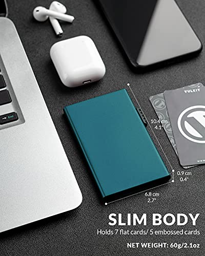VULKIT Minimalist Credit Card Holder Pop Up Cards RFID Protection Slim Metal Wallet - color: Emerald Green