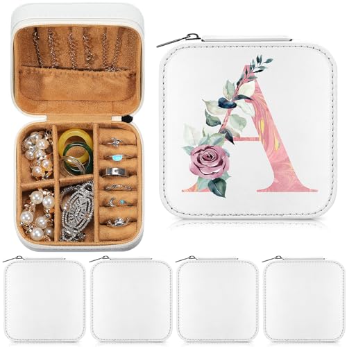 Tondiamo 6 Pcs Sublimation Travel Jewelry Case Small Jewelry Box, White